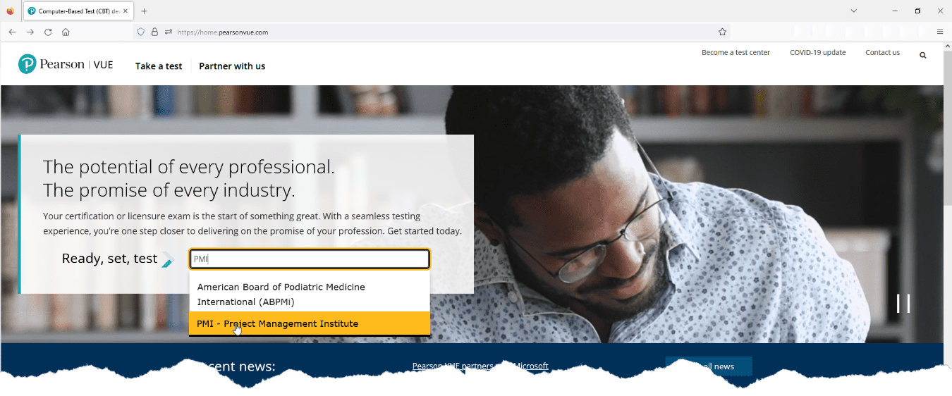 Booking PMI exam